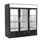 image of Beverage Air MMRF72HC-1-C-BW 75" 3 Glass Door Dual Temp Merchandiser in Black, 44.85 / 19.62 cu. ft. 