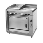 image of Montague Company V136-12 Gas 36" Heavy Duty Range w/ 18" Griddle, (1) French Top, Convection Oven, 105.000 BTU