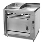 image of Montague Company V136-12E Gas 36" Heavy Duty Range w/ 18" Griddle, (1) Even Heat Hot Top, Convection Oven, 110.000 BTU