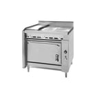 image of Montague Company V136-1E 36" Gas Heavy Duty Range w/ 12" Griddle, (2) Even Heat Hot Top, Convection Oven, 95.000 BTU 