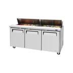 image of Turbo Air MST-72-N 72" Three Section Sandwich / Salad Prep Table w/ 3 Doors, 18 Pans