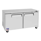 image of Turbo Air MUF-60-N 60" 2-Section Undercounter Freezer w/ 2 Doors, 17 cu. ft.