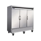 image of IKON IB81F-DV 81" Three Section Reach-In Freezer w/ 3 Solid Doors, Bottom Mounted, 66 cu. ft.