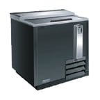 image of IKON IBC-36 Deep Well Flat Top Bottle Cooler w/ Sliding Lid, Bottle Opener, Black Exterior