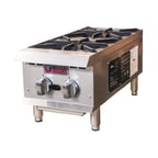 image of IKON IHP-2-12 12" Countertop Gas Hotplate with (2) Burners, Manual Controls, 50.000 BTU