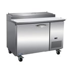 image of IKON IPP47 47" One Section Refrigerated Pizza Prep Table w/ 1 Door, (6) 1/3 GN pans, 12 cu. ft.