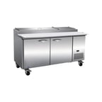 image of IKON IPP71-2D 70" Two Section Refrigerated Pizza Prep Table w/ 1 Door & 2 Drawers