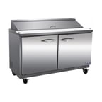 image of IKON ISP48 48" Two Section Sandwich / Salad Prep Table w/ 2 Doors, 12 Pans