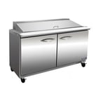 image of IKON ISP48M 48" Two Section Mega Top Sandwich / Salad Prep Table w/ 2 Doors, 18 Pans