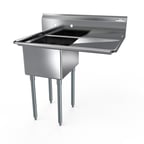 image of NBR Equipment 1SG-242414R24 50.5" One Compartment Sink, 24"W x 24"L Bowl With Right-Hand Drainboards