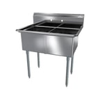 image of NBR Equipment 2SG-242414 53" Two Compartment Sink, 24"W x 24"L Bowl Without Drainboard