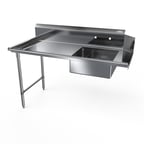 image of NBR Equipment SDT-26L-16 Premium Soiled Dishtable w/ Straight Design, Left Table, Pre-Rinse Sink