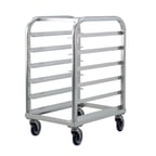 image of New Age 1162 6 Shelf End-Load Mobile Heavy Duty Aluminum Platter Rack with 5" Bottom Load Slides