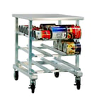 image of New Age 1236 Aluminum Mobile Can Storage Rack with 54 #10 Cans Capacity and Aluminum Top