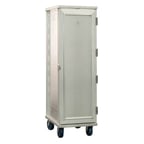 image of New Age 1290WDW 38 Pan Aluminum Mobile End Load Enclosed Sheet Pan Rack w/ 1 1/2" Bottom Load Slides