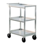 image of New Age 1440 Aluminum 3 Solid Shelves Utility Bus Cart w/ 350 lbs. Capacity