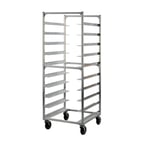 image of New Age 95048 10 Pan Aluminum End Load Mobile Oval Tray Storage Rack