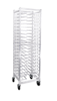 image of New Age 97722 20 Slot Aluminum Mobile Universal Pizza Pan Rack for 10"-18" Pans