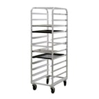 image of New Age 97743 12 Tray Full Height End Load Aluminum Mobile Transport / Retrieval Rack