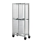image of New Age NS603A 52 Slot Aluminum Mobile Universal Pizza Pan Rack for 10"-16" Pans