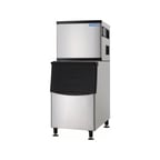 image of Norpole NPCIM350M/NPCIM350BIN Air Cooled Full Cube 350 lb Ice Machine with Bin, 230 lb Storage