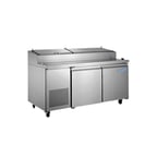image of Norpole NP2R-PT 71" Two Section Refrigerated Pizza Prep Table w/ 2 Doors, (9) 1/3 Pans