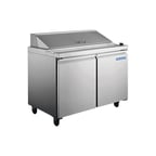 image of Norpole NP2R-SW60 60" Two Section Sandwich / Salad Prep Table w/ 2 Doors, 16 Pans