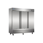 image of Norpole NP3R 81" Three Section Reach-In Refrigerator w/ 3 Solid Doors, Bottom-Mount, 72 cu. ft.