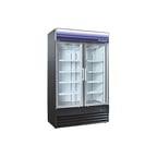 image of Norpole NPGF2-S45B 53" 2 Glass Door Freezer Merchandiser in Black, 45 cu. ft.
