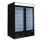 image of Ojeda USA RMH 40 47" 2-Section Glass Door Merchandiser Refrigerator in Black, 39.5 cu. ft.
