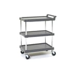 image of Olympic J16UC3 Charcoal Gray 3-Shelf Utility Cart w/ 150 lb. Shelf and 400 lb. Cart Capacity