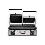 image of Omcan USA 11378 Double Sandwich Panini Grill w/ 19" x 10" Grooved Plates, 220V