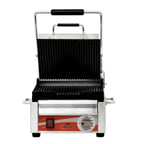 image of Omcan USA 31461 Single Sandwich Panini Grill w/ 15" x 12" Grooved Plates, 120V