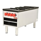 image of Omcan USA 37529 18" Natural Gas Stock Pot Range w/ (2) Three Ring Burners, Front to Back Design, LP Conversion Kit Included, Manual Controls, 200.000 BTU