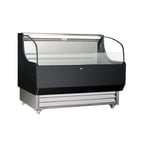 image of Omcan USA 44544 52" Self-Serve Refrigerated Display Case in Black, Open Curved, w/ Night Curtain, 370 liters (13.07 cu. ft.)