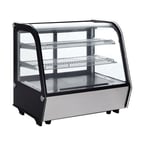 image of Omcan USA 44629 27" Full Service Countertop Refrigerated Display Case with Sliding Glass Door, 2 Shelves - 4.24 cu. ft. / 230 w