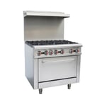 image of Omcan USA 46151 36" Liquid Propane Gas Restaurant Range w/ (6) Open Burners, (1) Standard Oven, 211.000 BTU