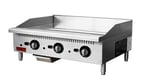 image of Omcan USA 47372 36" Countertop Thermostatic Gas Griddle, 1" Steel Plate, 84.000 BTU
