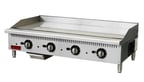 image of Omcan USA 47373 48" Countertop Thermostatic Gas Griddle, 1" Steel Plate, 112.000 BTU