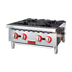image of Omcan USA 47380 24" Countertop Gas Hotplate with (4) Burners, Manual Controls, 100.000 BTU