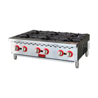 image of Omcan USA 47381 36" Countertop Gas Hotplate with (6) Burners, Manual Controls, 150.000 BTU
