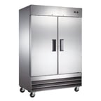 image of Omcan USA 50025 54" Two Section Reach-In Freezer w/ 2 Solid Doors, Bottom Mount, 47 cu. ft.