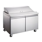 image of Omcan USA 50047 60" Two Section Sandwich / Salad Prep Table w/ 2 Doors, 16 Pans