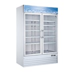 image of Omcan USA 50075 53" 2 Glass Door Freezer Merchandiser in White, 45 cu. ft.