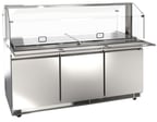 image of Omcan USA 50090 73" Three Section Sandwich / Salad Prep Table w/ 3 Doors, 15 (1/3 size) Pans