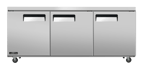 image of Omcan USA 58019 72" 3-Section Undercounter Freezer w/ 3 Doors, 11 cu.ft.