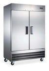 image of Omcan USA 59025 54" Two Section Reach-In Freezer w/ 2 Solid Doors, Bottom Mount, 41.3 cu. ft.