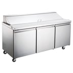 image of Omcan USA 59048 70" Three Section Sandwich / Salad Prep Table w/ 3 Doors, 18 Pans