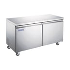 image of Omcan USA 59093 60" 2-Section Undercounter Refrigerator w/ 2 Doors, 15 cu ft
