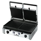image of Eurodib PDR3000 20" Double Commercial Panini Sandwich Grill w/ Cast Iron Grooved Plates, 208/240V